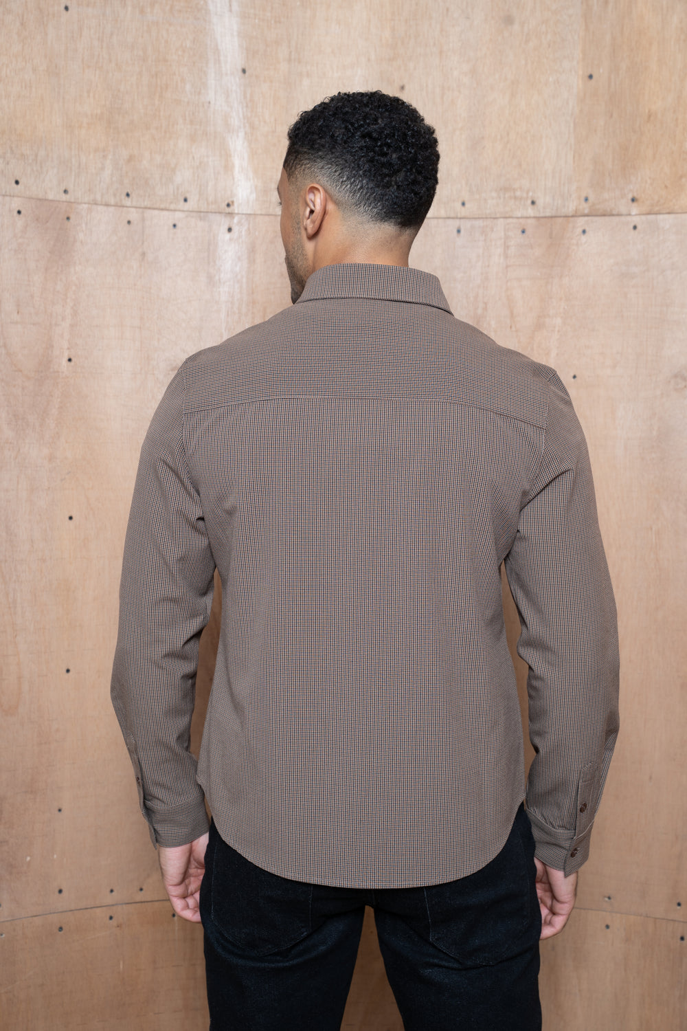 Capo Textured Checked Overshirt - Brown
