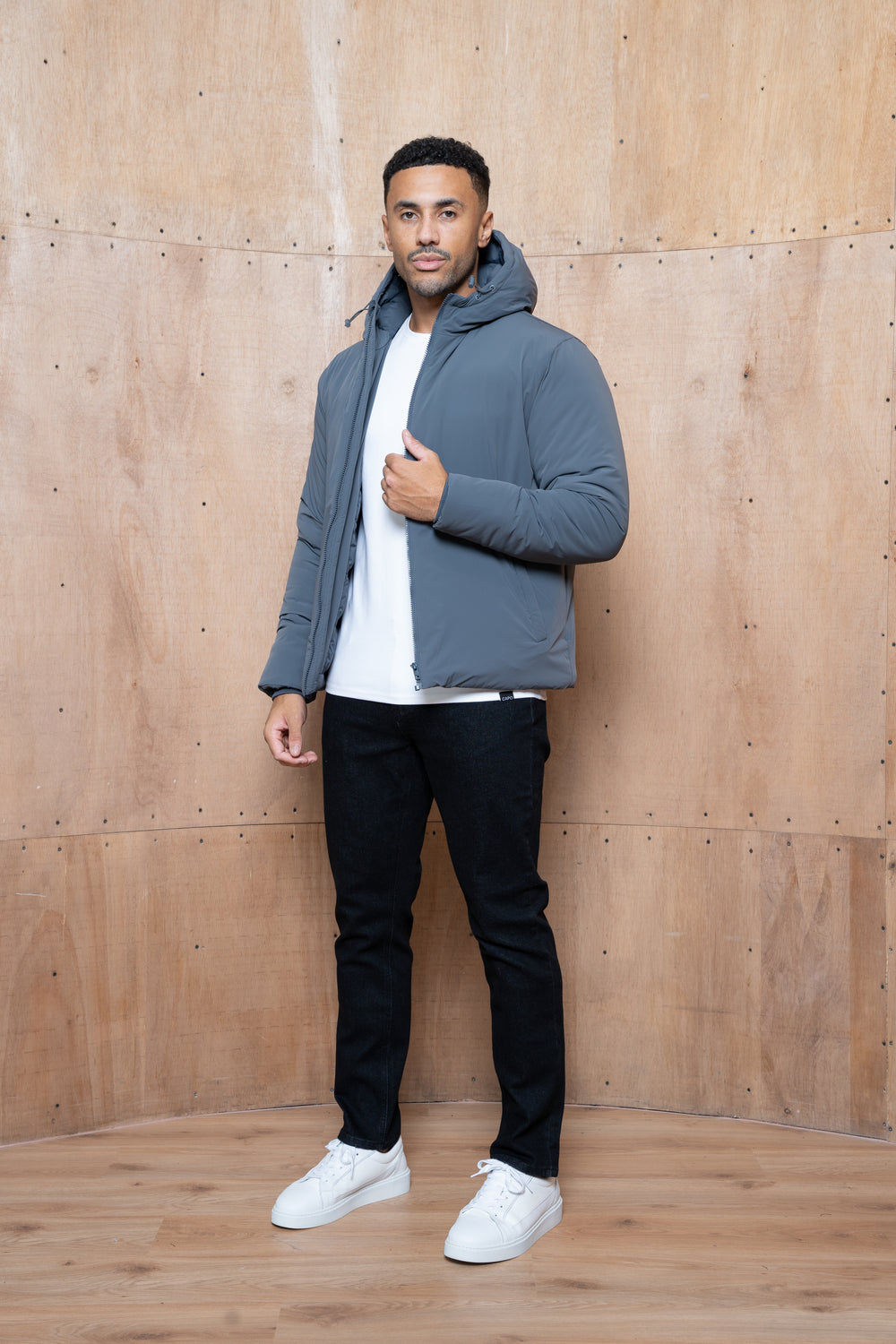 Capo Hooded Padded Jacket - Charcoal