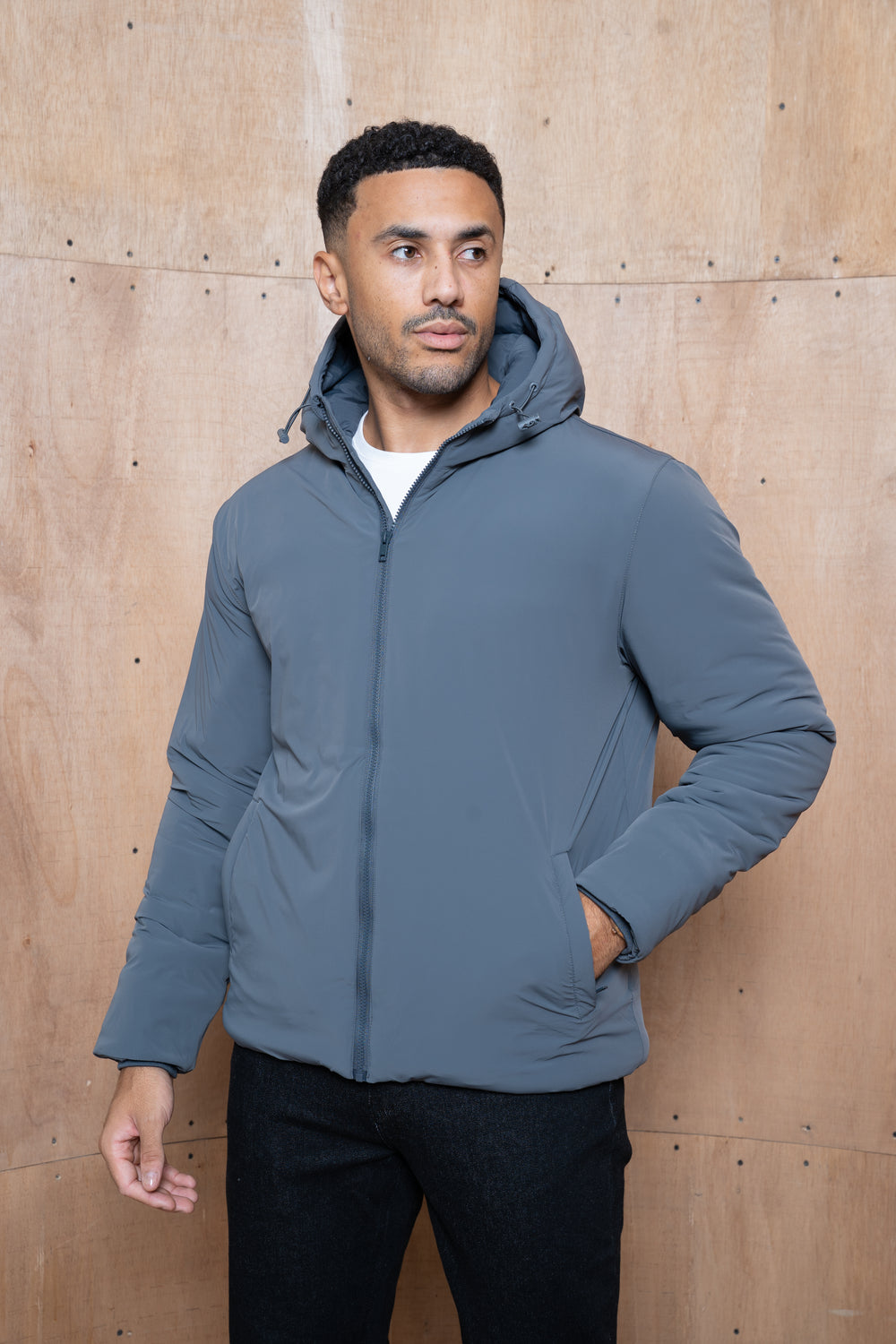 Capo Hooded Padded Jacket - Charcoal