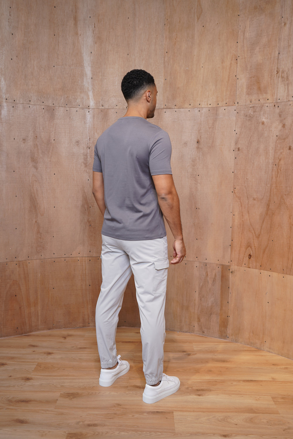 Capo Mercerised Stripe Colour Block T-Shirt - Charcoal