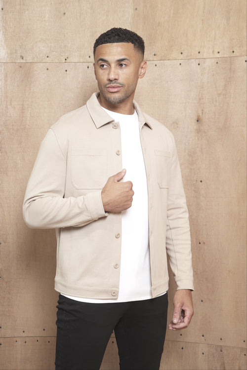 Capo Smart Button Overshirt - Stone