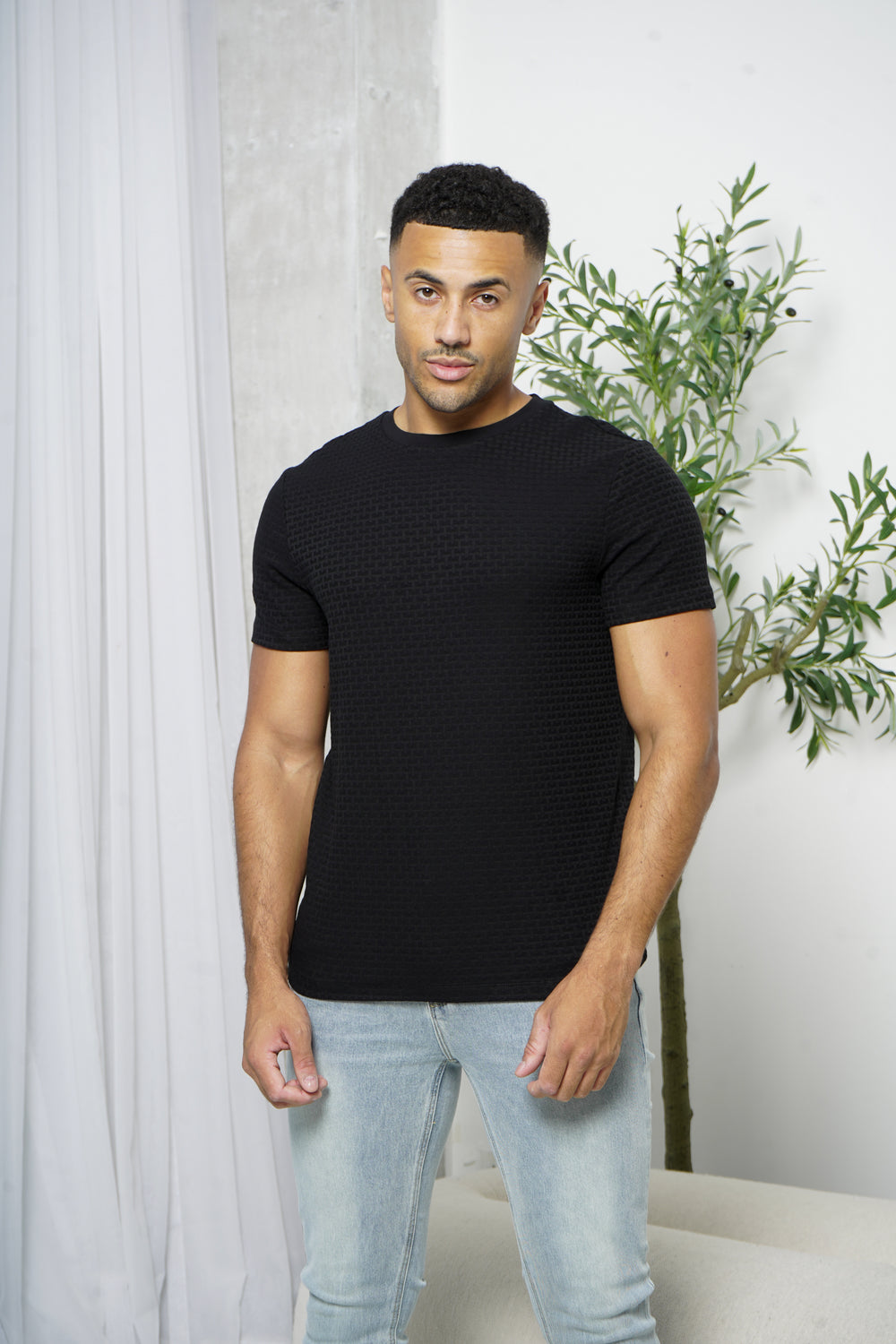 Capo Basket Weave T-Shirt - Black