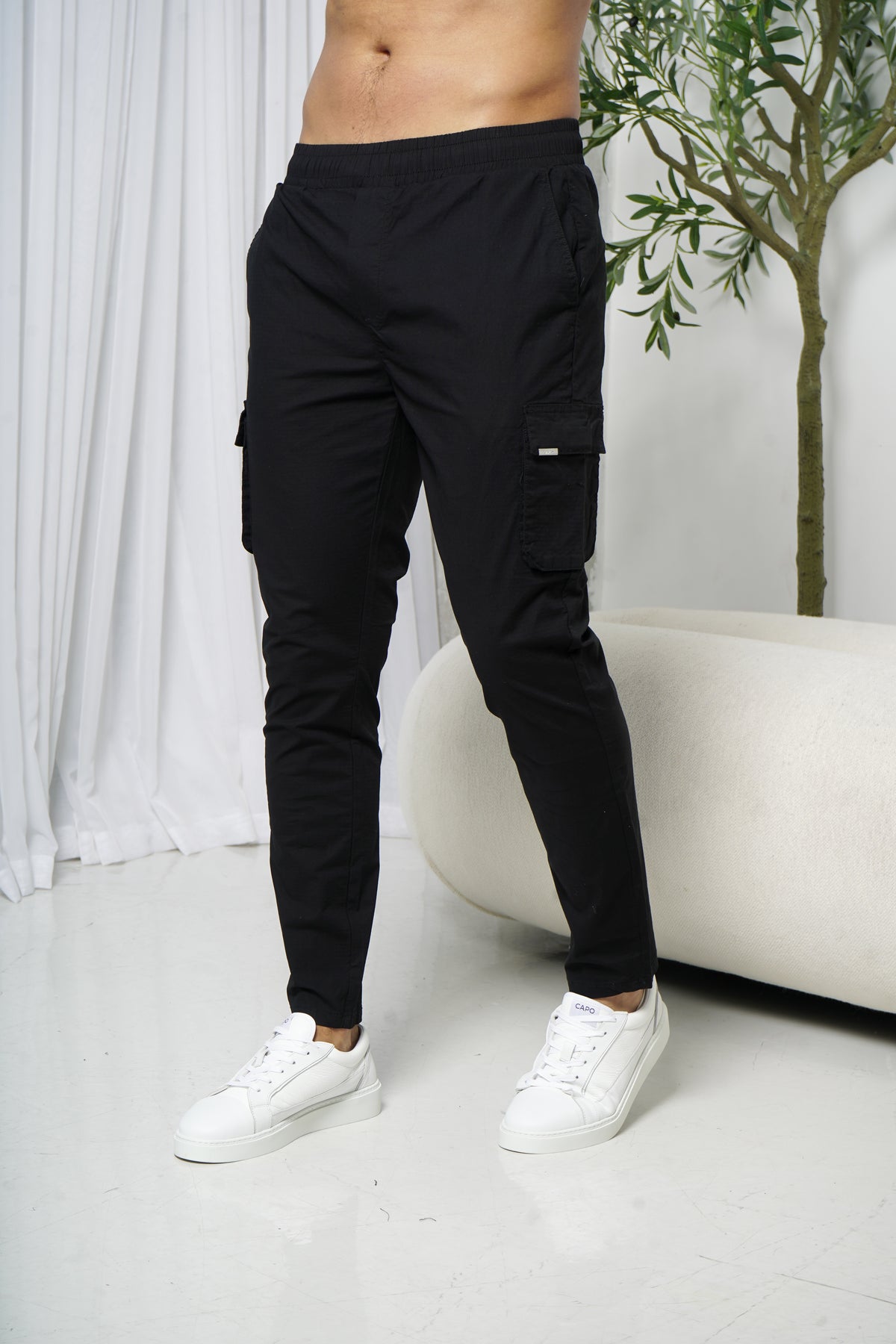Capo Elasticated Cargo Trouser - Black