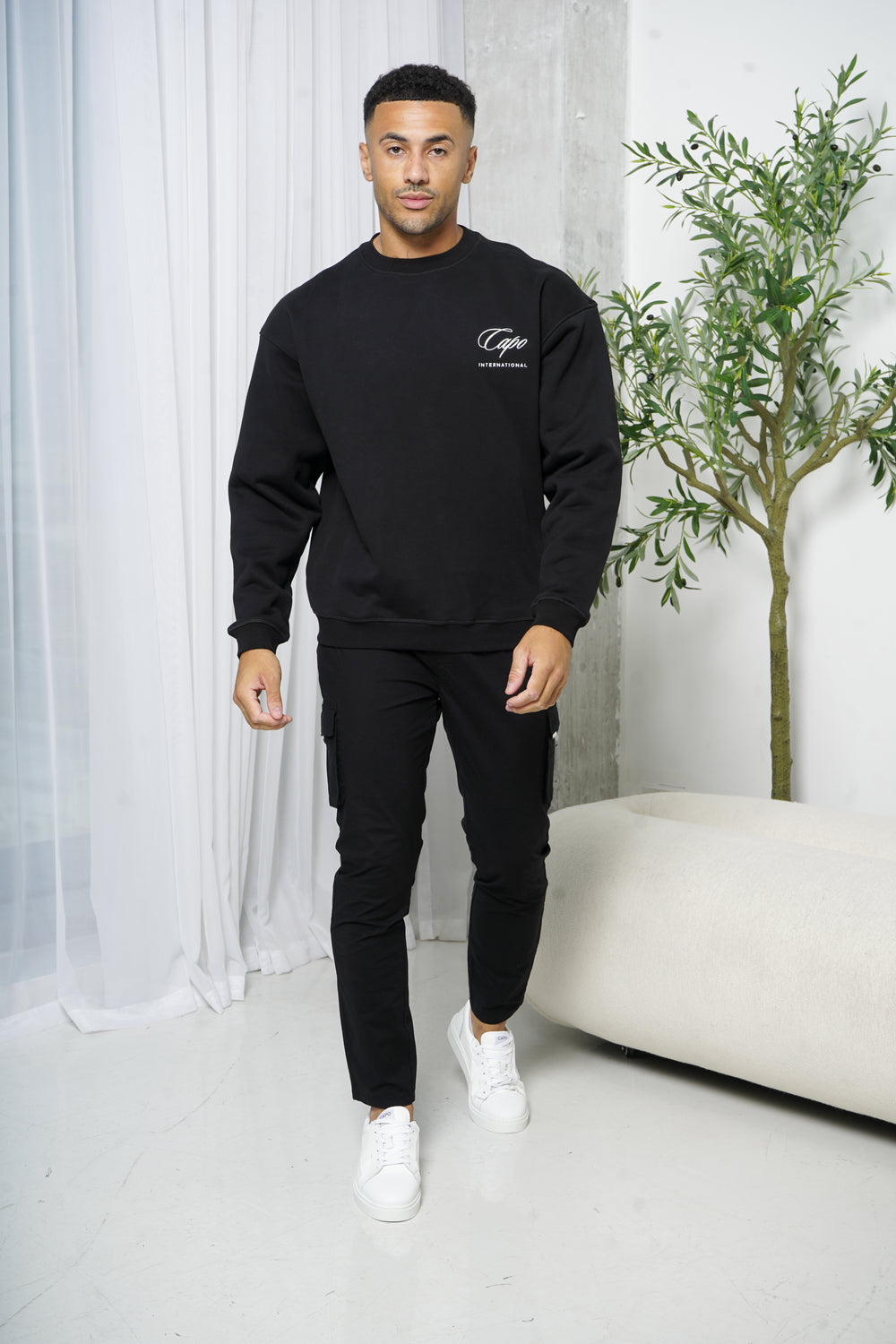 Capo Elasticated Cargo Trouser - Black