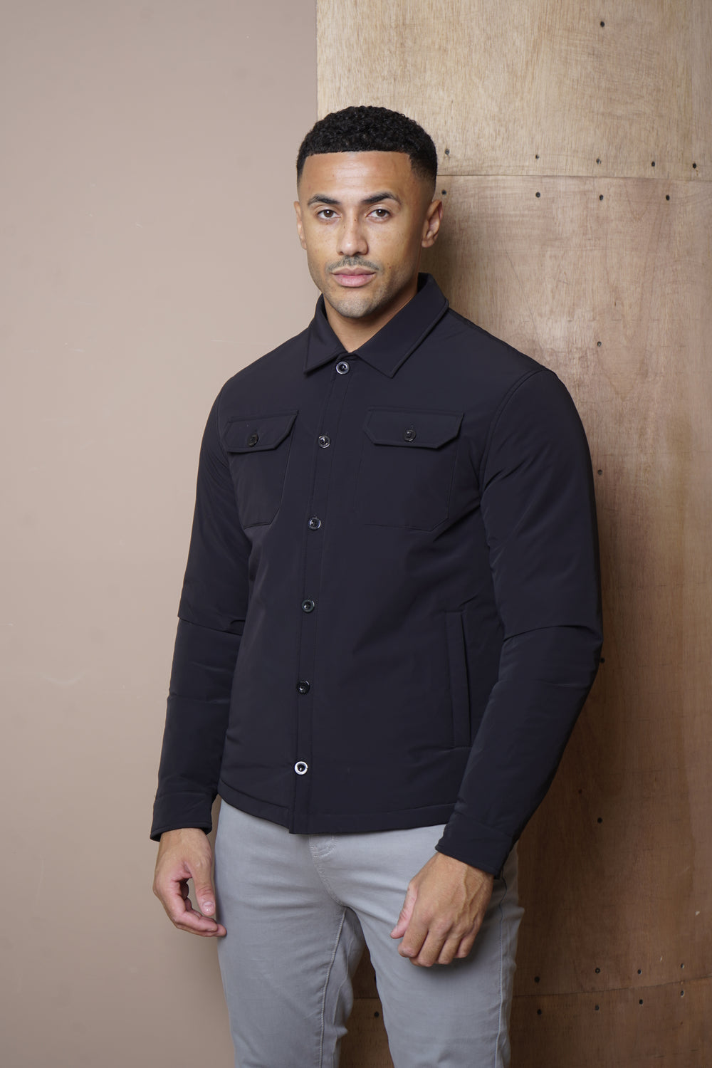 Capo Quilted Overshirt Jacket - Black