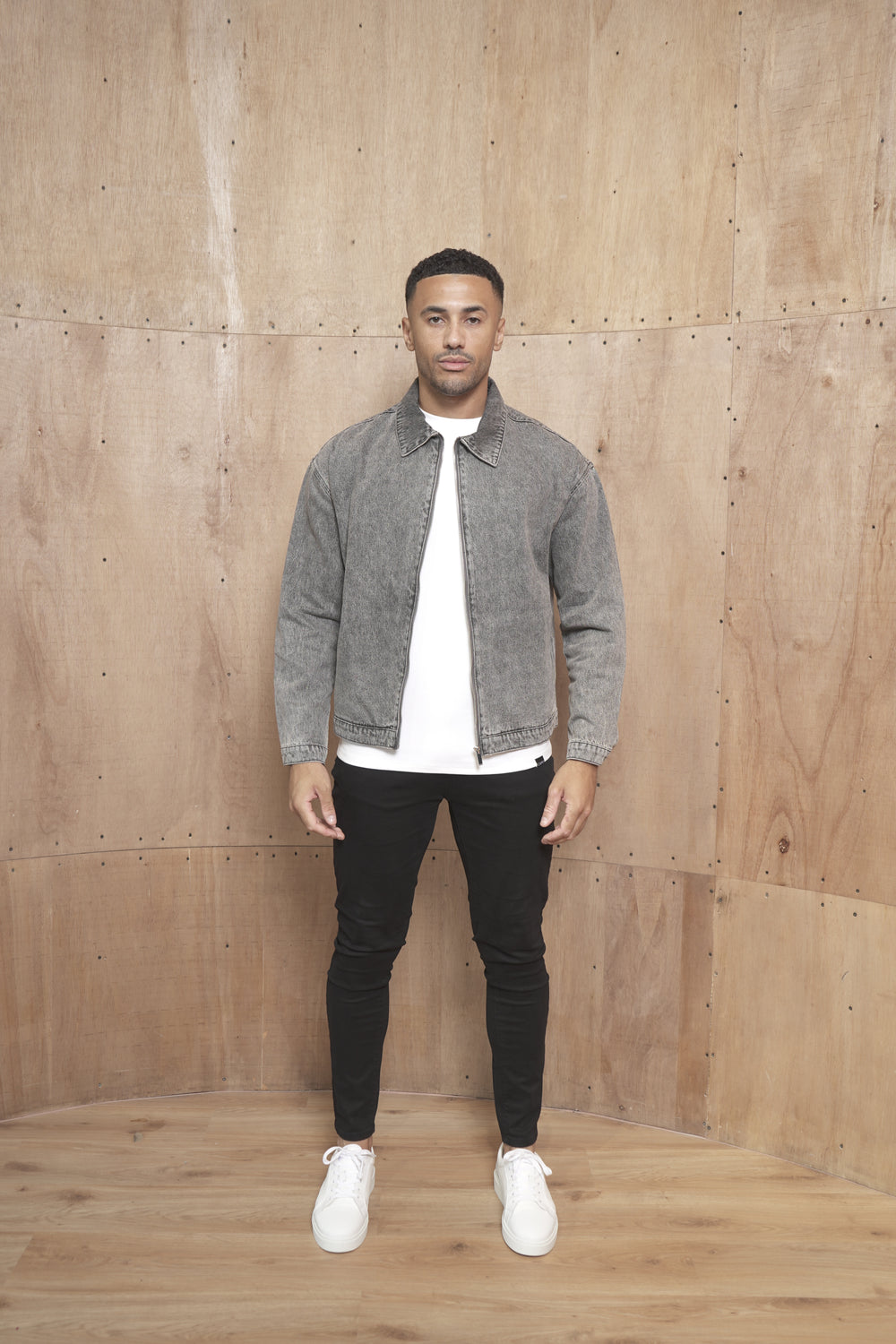 Capo Washed Zip Denim Jacket - Washed Black