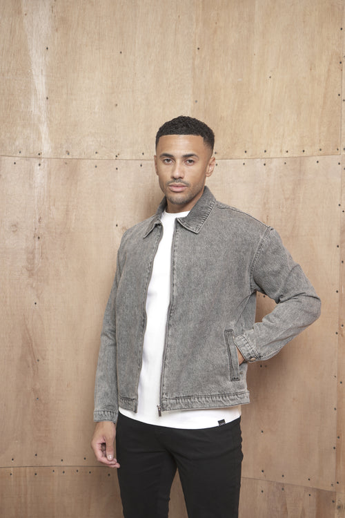 Capo Washed Zip Denim Jacket - Washed Black