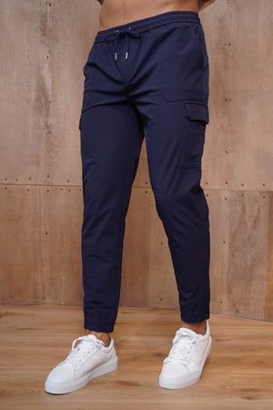 Capo Smart Cuffed Cargo Pants - Navy