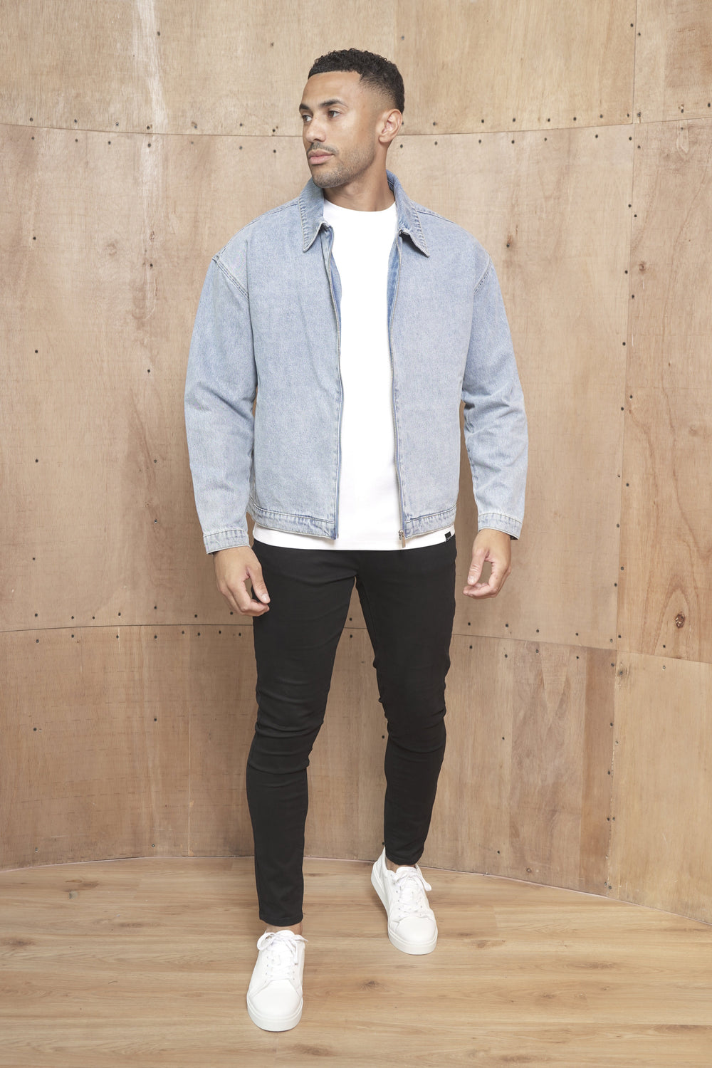 Capo Washed Zip Denim Jacket - Blue