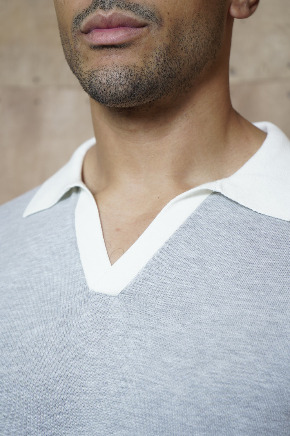 Capo Egyptian Cotton Contrast Cuban Collar Polo Shirt - Grey