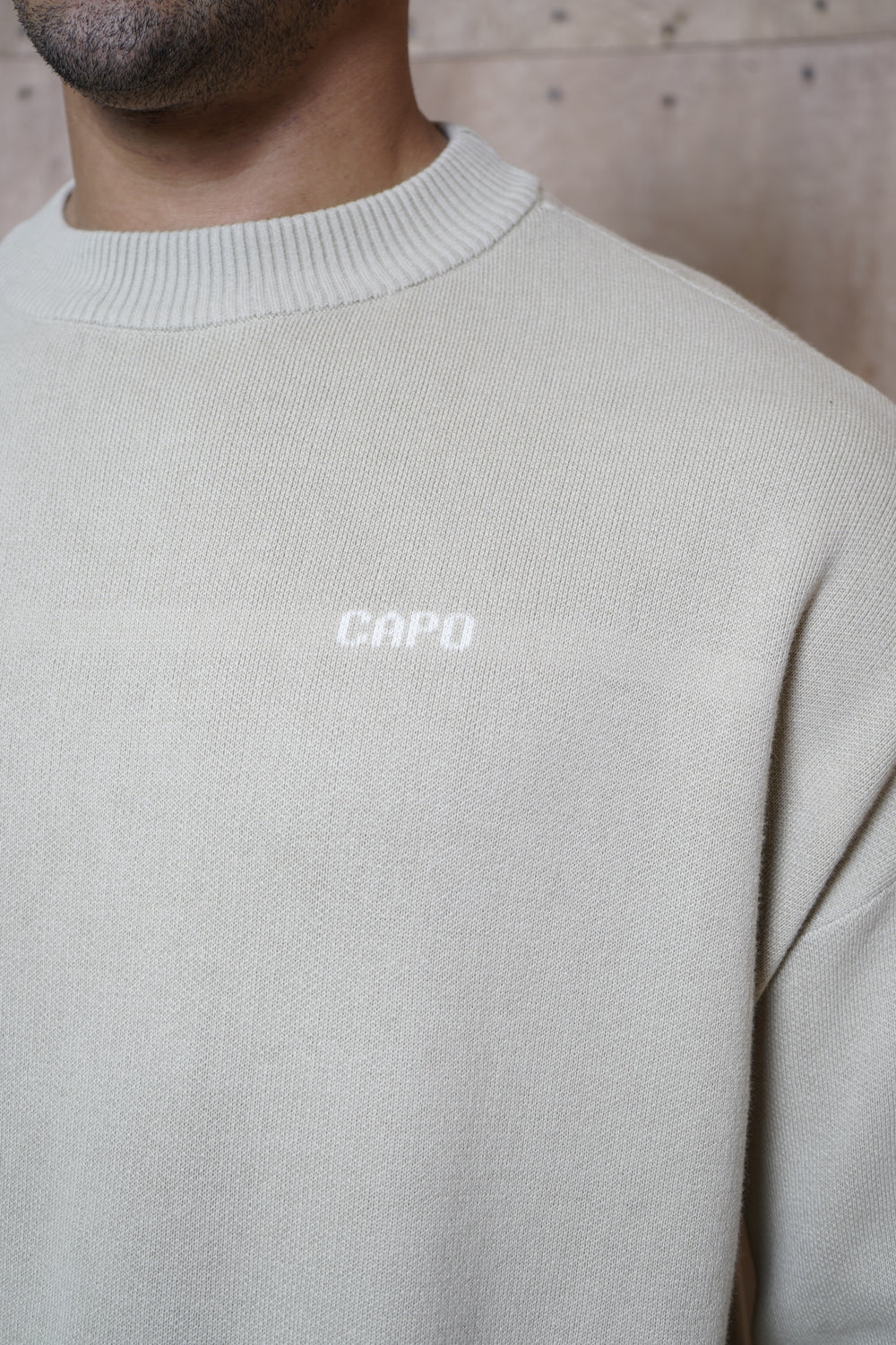 Capo Knitted Crew Sweater - Stone
