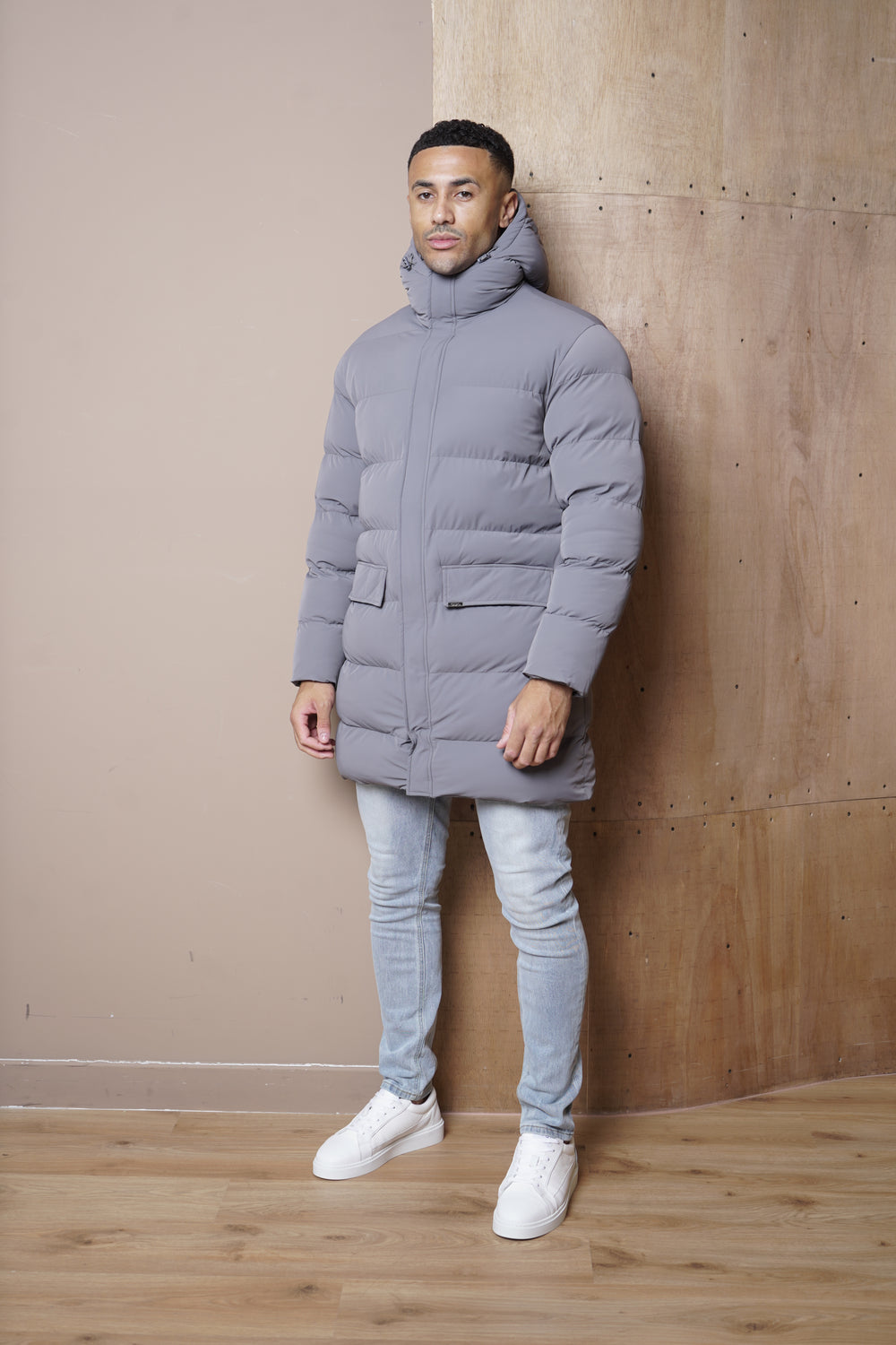 Capo Mid-Length Puffer Coat - Charcoal