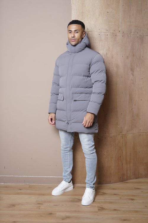 Capo Mid-Length Puffer Coat - Charcoal