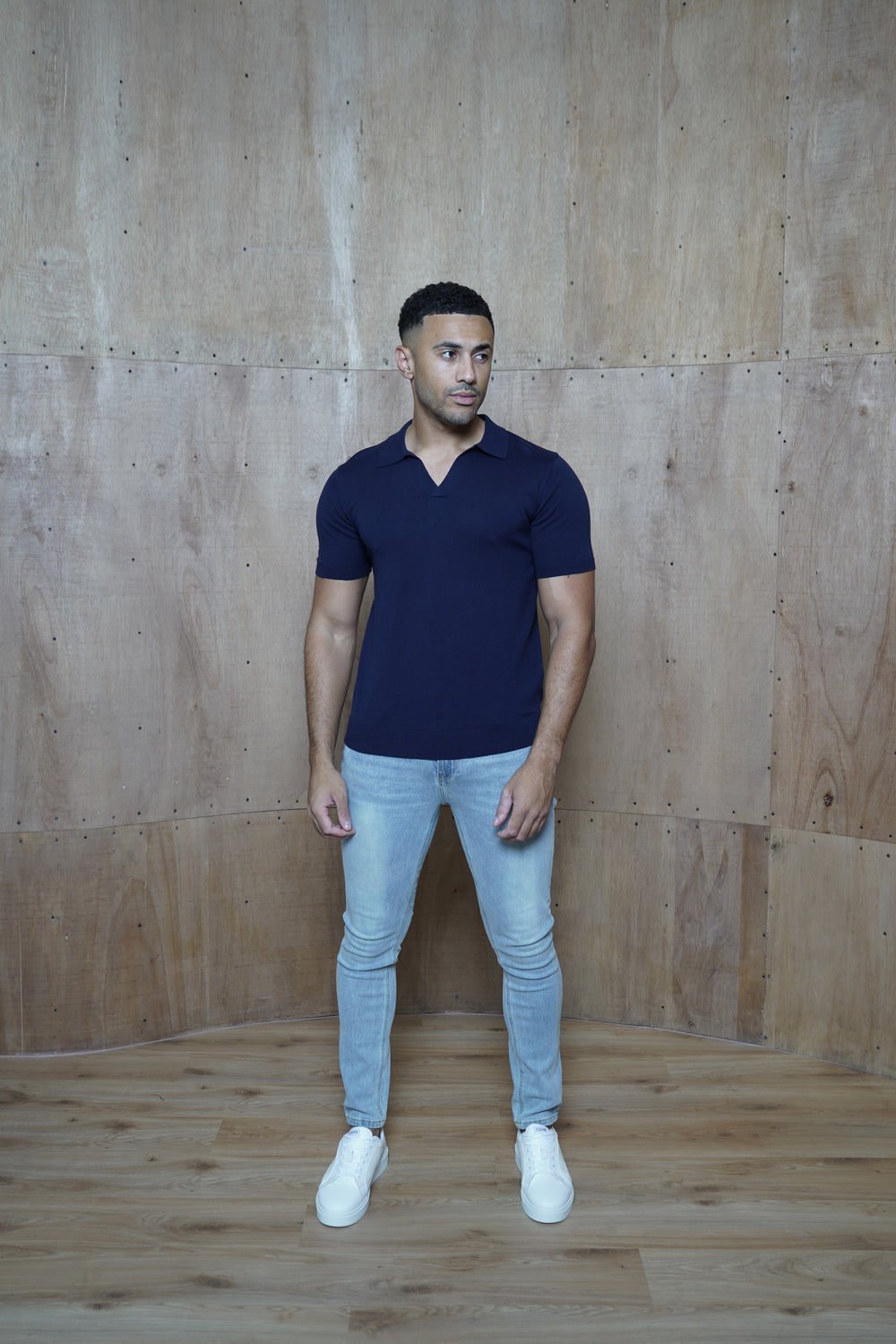 Capo Egyptian Cotton Cuban Collar Polo Shirt - Navy