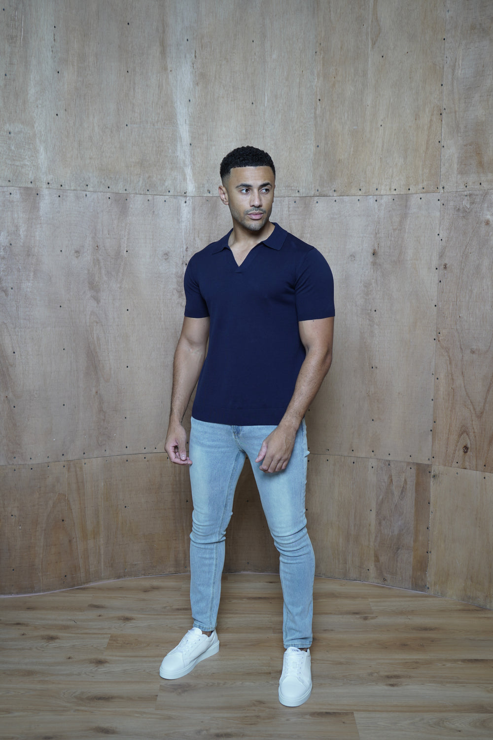 Capo Egyptian Cotton Cuban Collar Polo Shirt - Navy