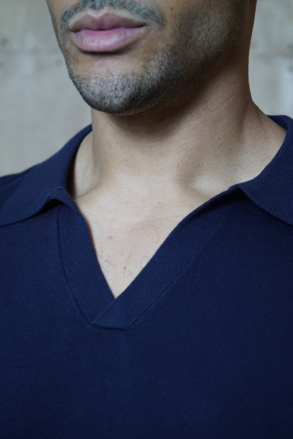 Capo Egyptian Cotton Cuban Collar Polo Shirt - Navy