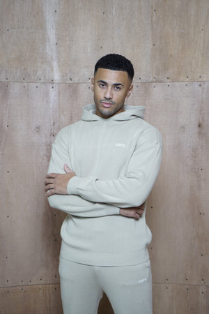 Capo Knitted Branded Hoodie - Stone