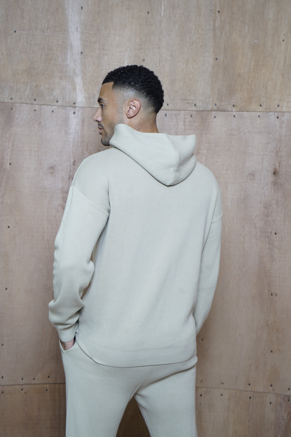 Capo Knitted Branded Hoodie - Stone