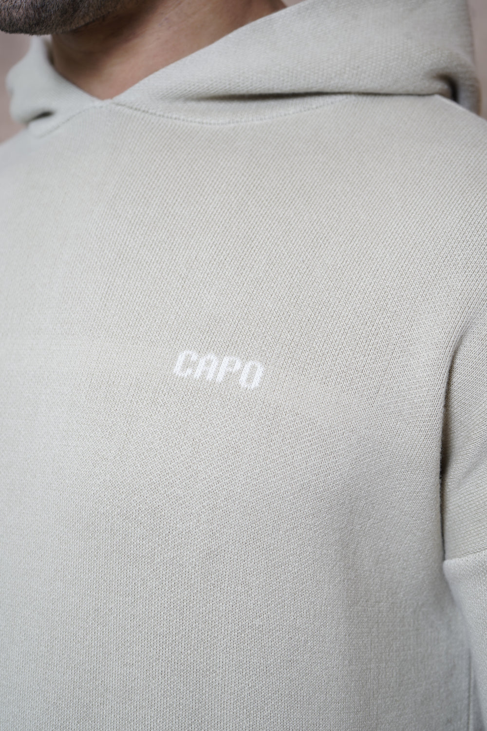 Capo Knitted Branded Hoodie - Stone