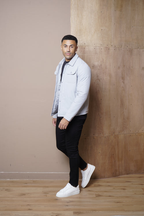 Capo Quilted Overshirt Jacket - Light Grey