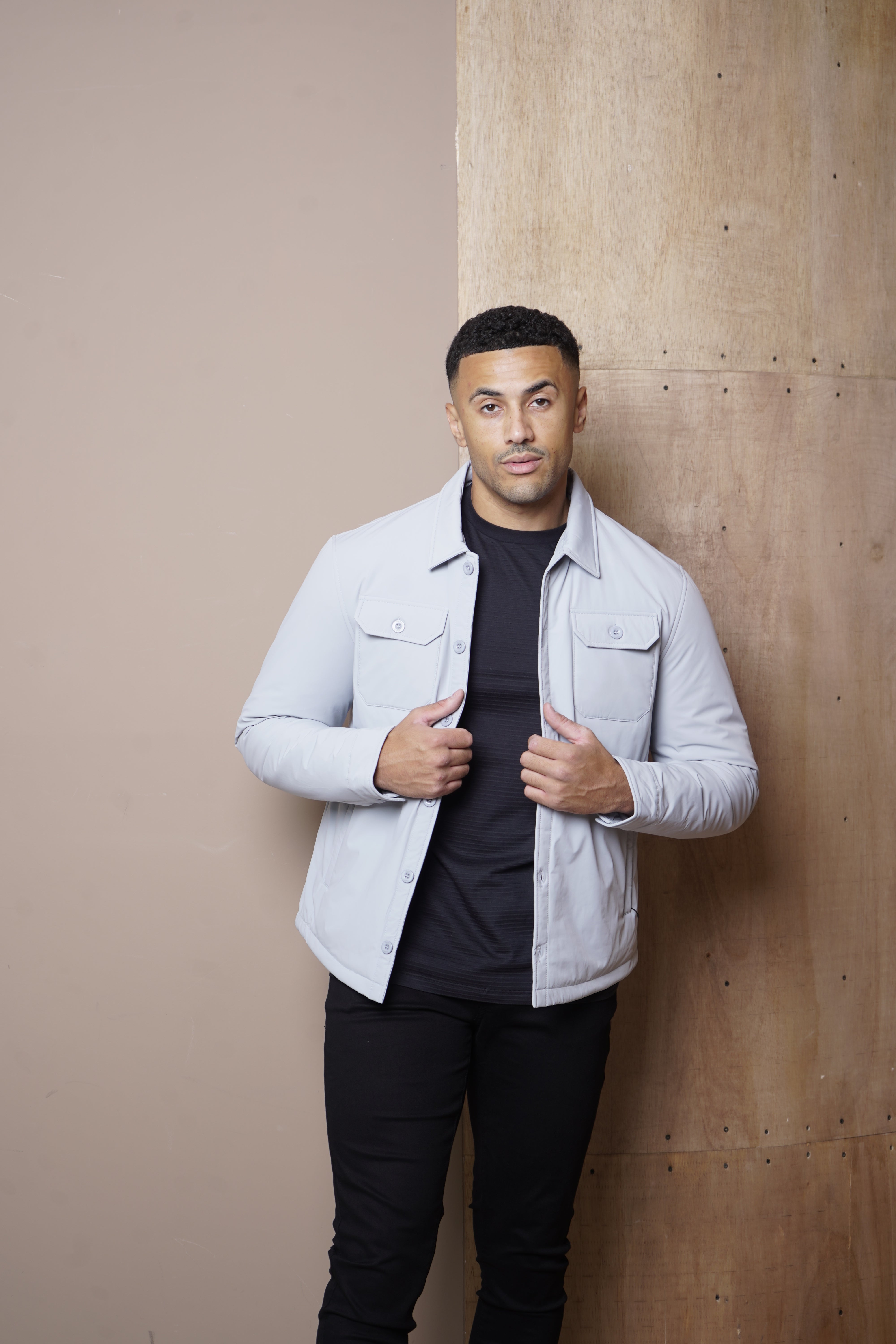 Capo Quilted Overshirt Jacket - Light Grey