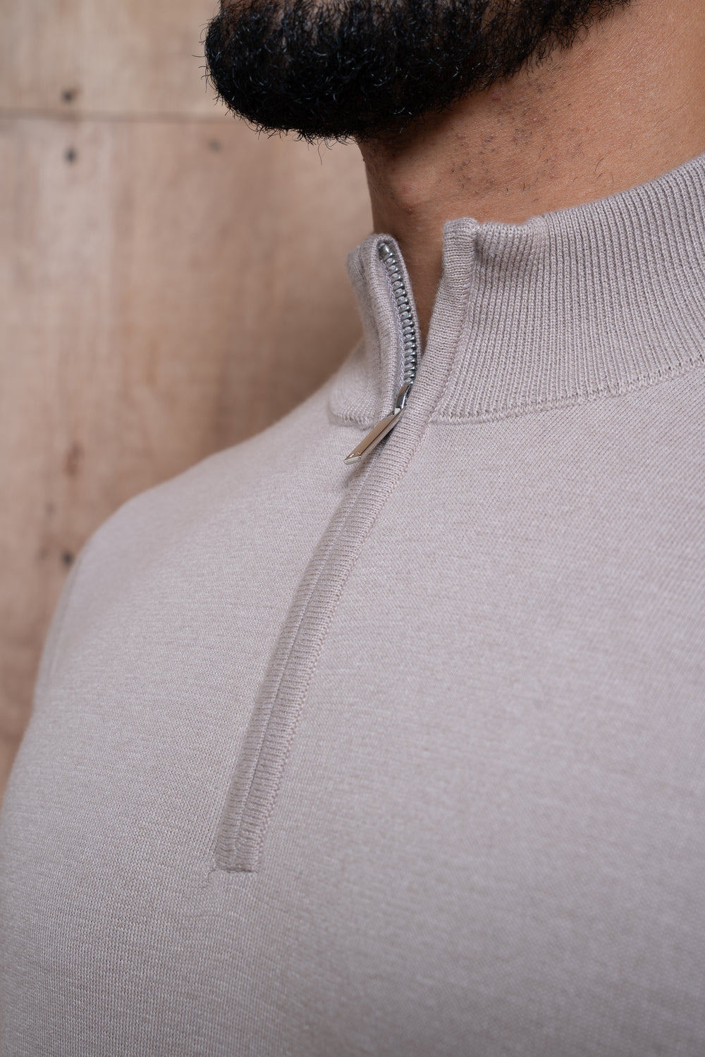Capo Egyptian Cotton 1/4 Zip Top - Wheat