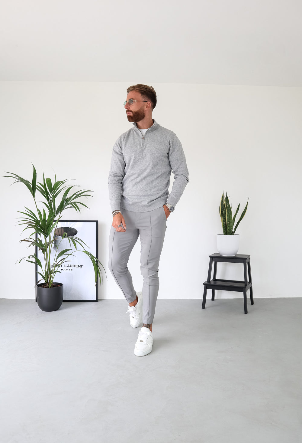 Capo Egyptian Cotton 1/4 Zip Top - Grey