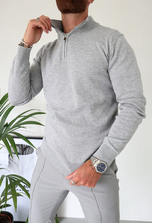 Capo Egyptian Cotton 1/4 Zip Top - Grey