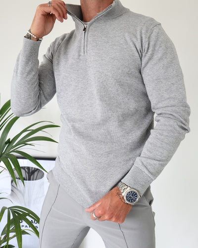 Capo Egyptian Cotton 1/4 Zip Top - Grey