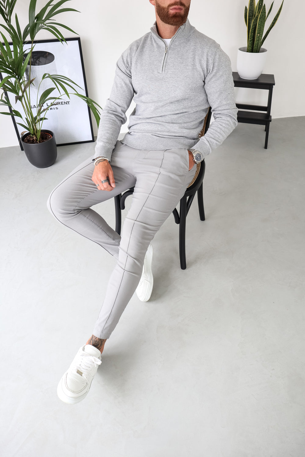 Capo Egyptian Cotton 1/4 Zip Top - Grey