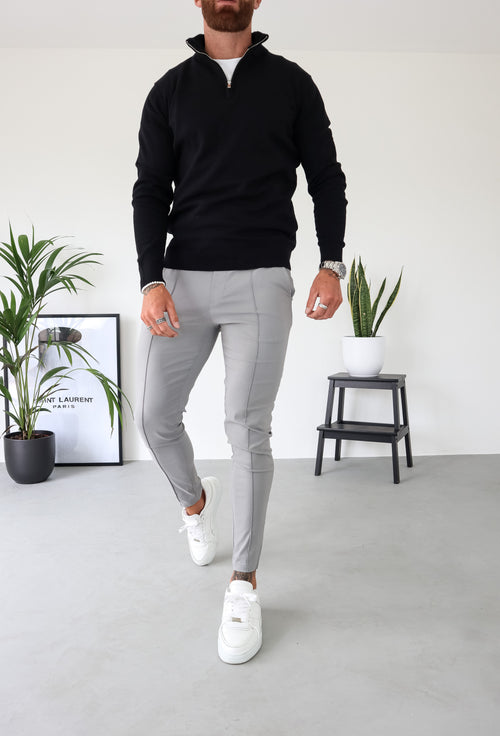 Capo Egyptian Cotton 1/4 Zip Top - Black