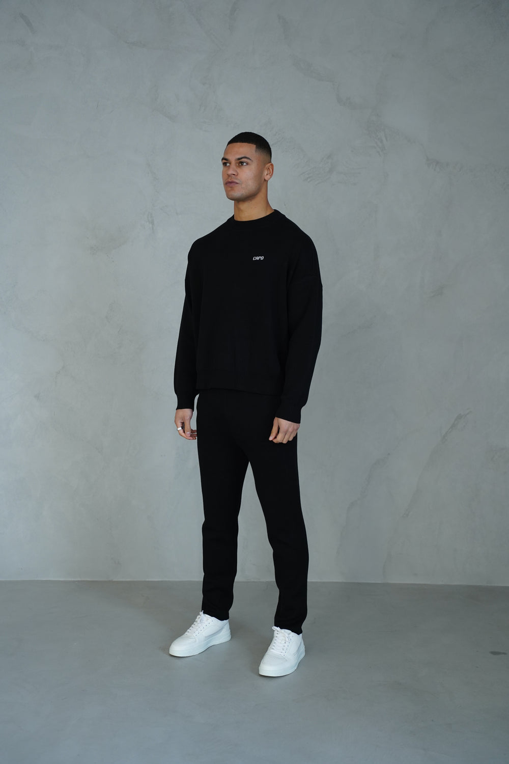 Capo Knitted Crew Sweater - Black