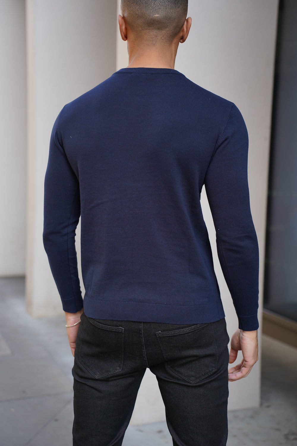 Capo Egyptian Cotton Crew Neck Jumper - Navy