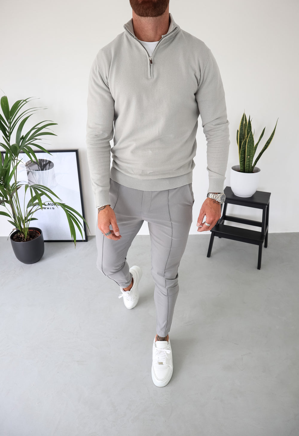 Capo Egyptian Cotton 1/4 Zip Top - Grey