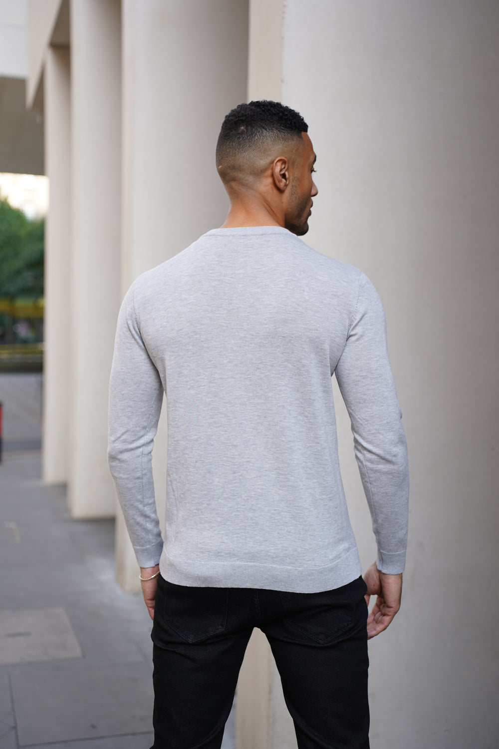 Capo Egyptian Cotton Crew Neck Jumper - Grey