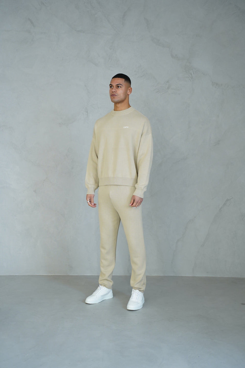 Capo Knitted Crew Sweater - Stone