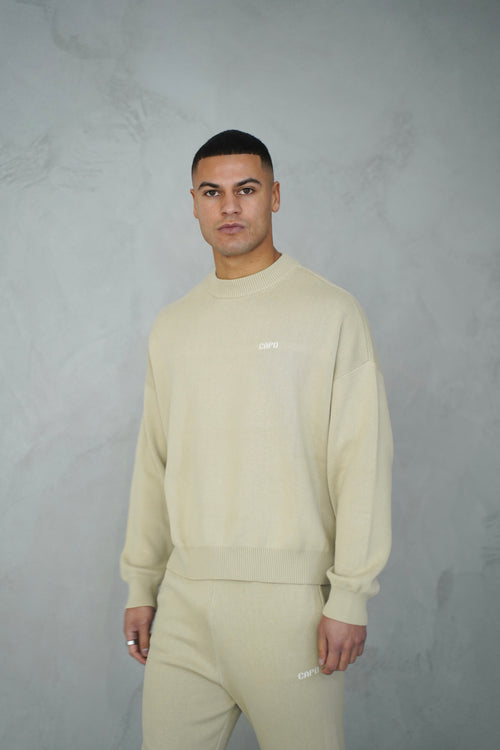 Capo Knitted Crew Sweater - Stone