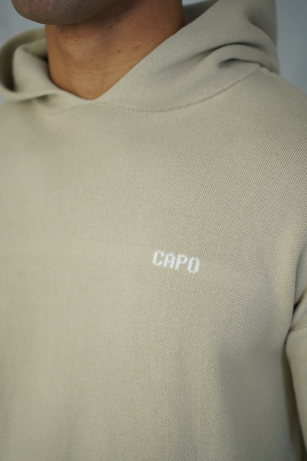 Capo Knitted Branded Hoodie - Stone