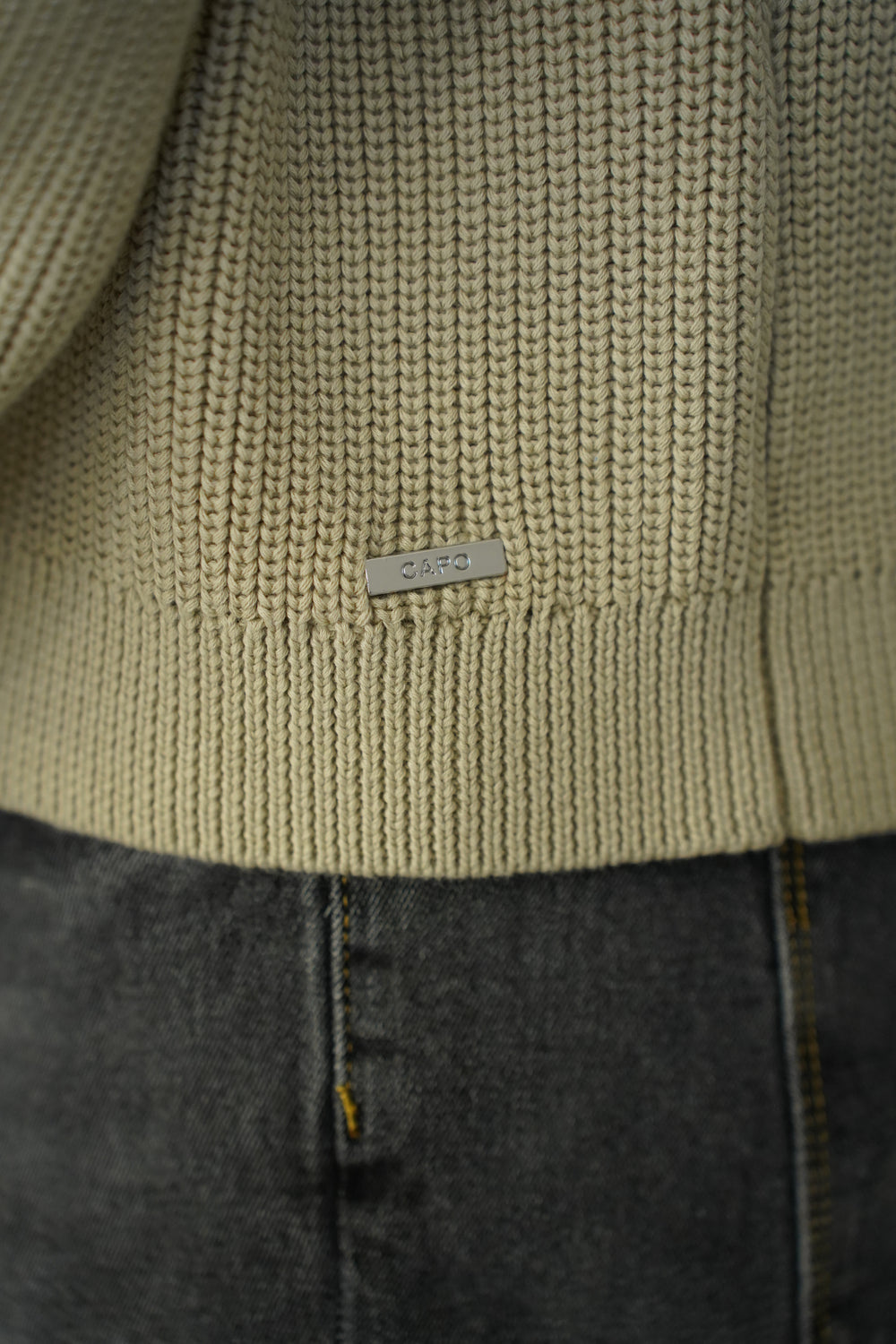 Capo Ribbed Full Zip Jumper - Stone