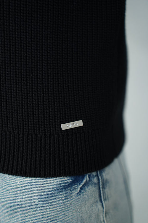 Capo Ribbed Full Zip Jumper - Black