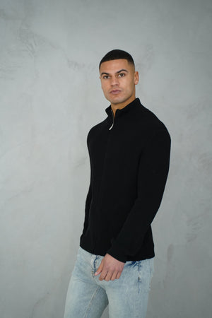 Capo Ribbed 1/4 Zip Jumper - Black