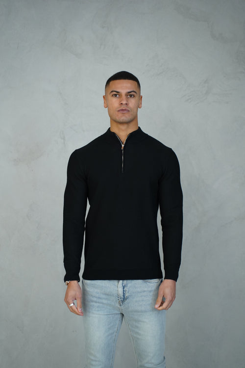 Capo TWIST Cotton 1/4 Zip Jumper - Black