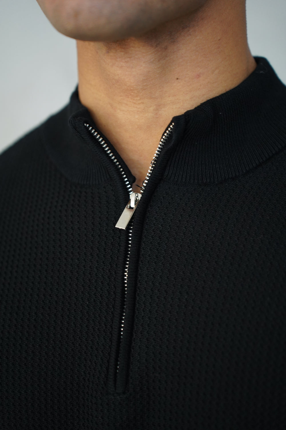 Capo TWIST Cotton 1/4 Zip Jumper - Black