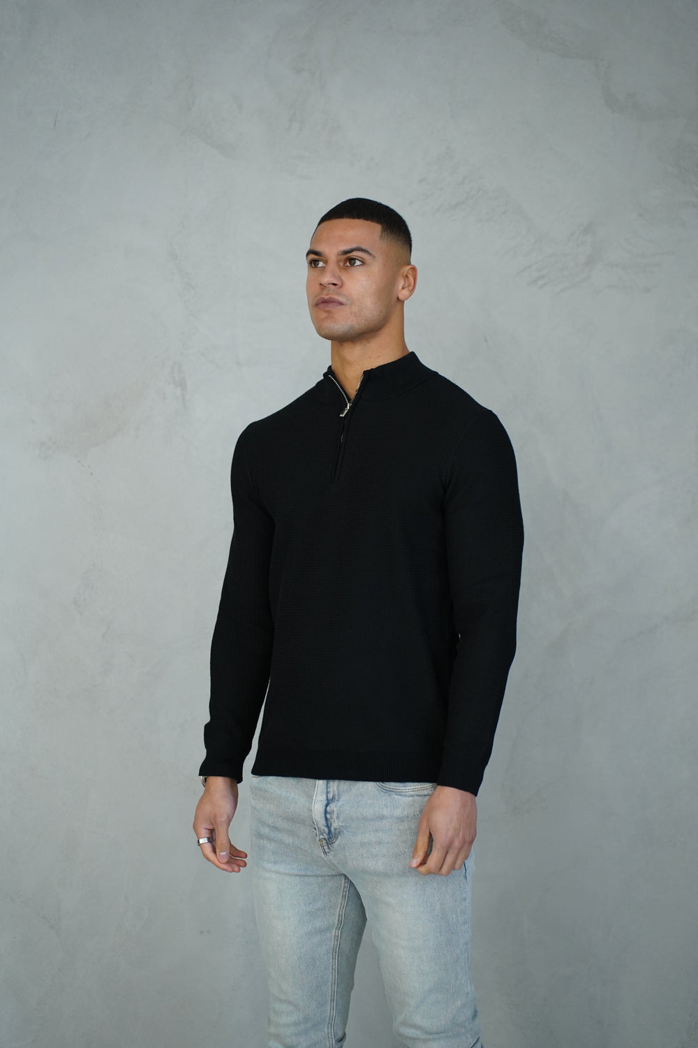 Capo TWIST Cotton 1/4 Zip Jumper - Black