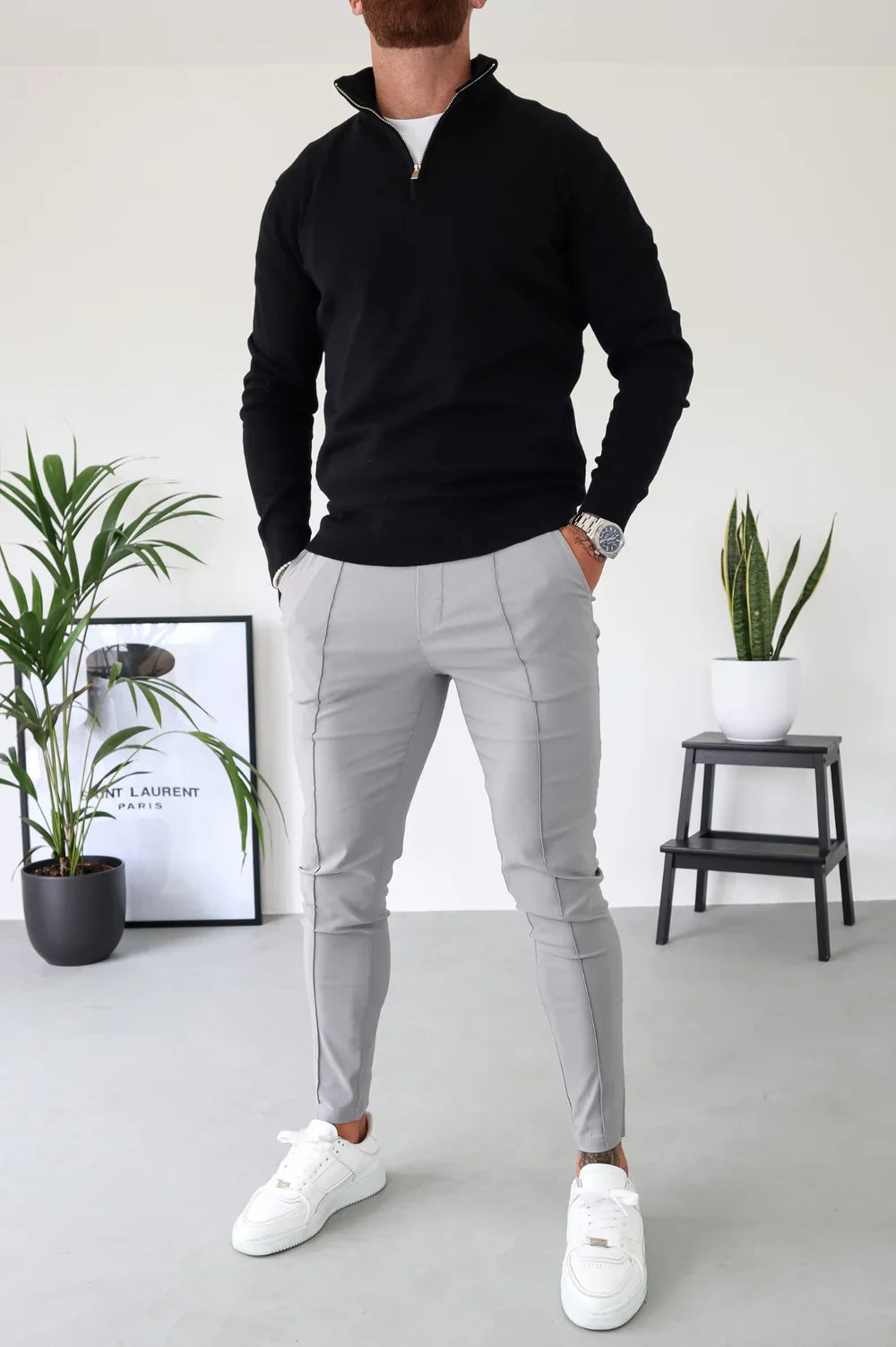 Capo 1/4 Zip Top & SMART Trouser Outfit Pack - Black & Grey