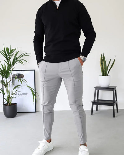 Capo 1/4 Zip Top & SMART Trouser Outfit Pack - Black & Grey