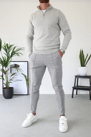 Capo 1/4 Zip Top & SMART Trouser Outfit Pack - Stone & Grey