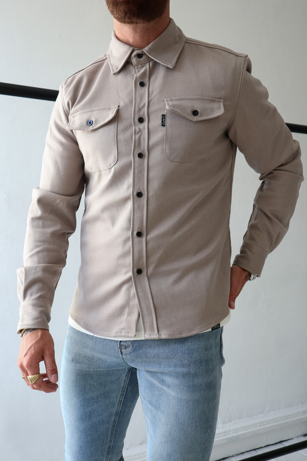 Mens 2025 stone overshirt
