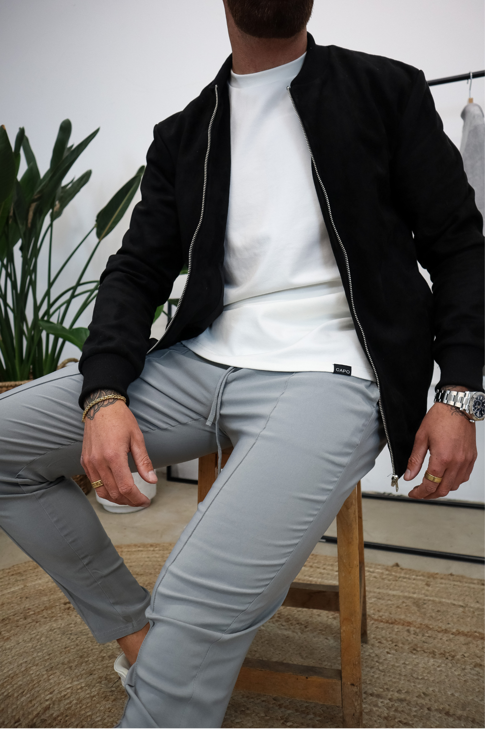 Capo SUEDE Bomber Jacket - Black