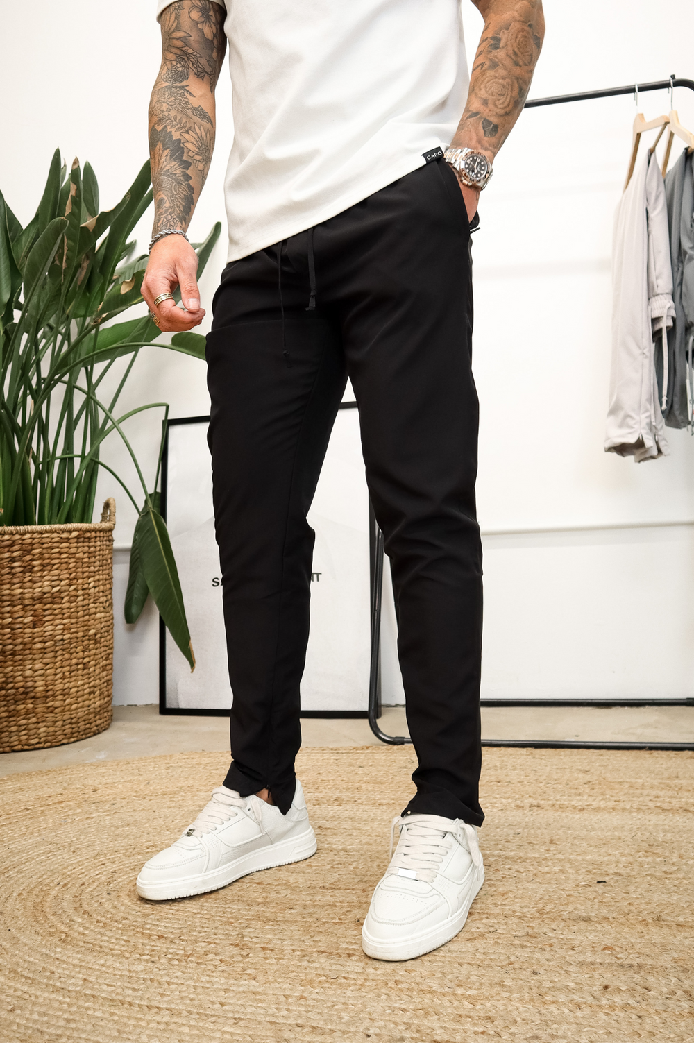 Black smart outlet jogger trousers